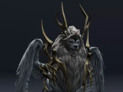 Seraphic Roar beast Animated Rigged 3D Model Low-poly 3D model
