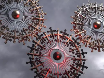 Golden Angel Vortex Ring Sculptures 3D model