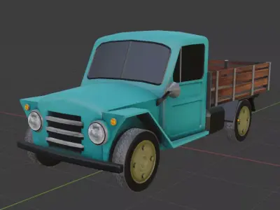 Rastrojero old truck with wooden bed Low-poly 3D model