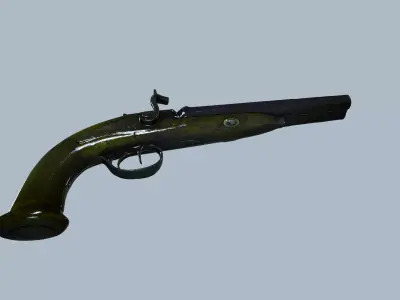 High quality antique firearm 3D model Free low-poly 3D model
