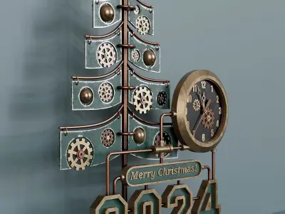 Steampunk Christmas table clock 3D model
