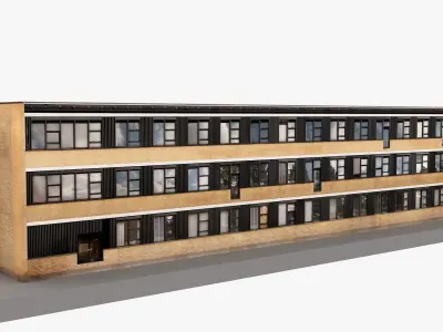 Realistic European City Block Building 17 Low-poly 3D model