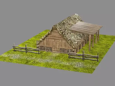 Medieval Viking House 05 Game Ready Low-poly 3D Model Low-poly 3D model