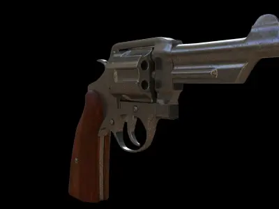 Revolver Low-poly 3D model 12