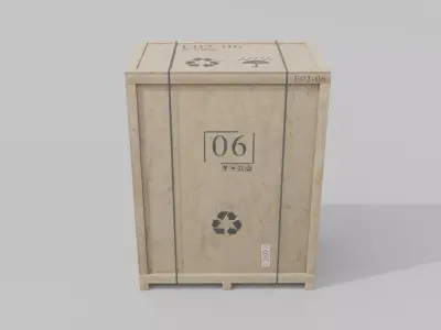 Tall Rectangular Wooden Crate - Customizable Shipping Box Low-poly 3D model