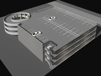 Parking garage building in section cut 25-15 3D model