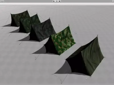 Camp - Military hideout summer tents Low-poly 3D model