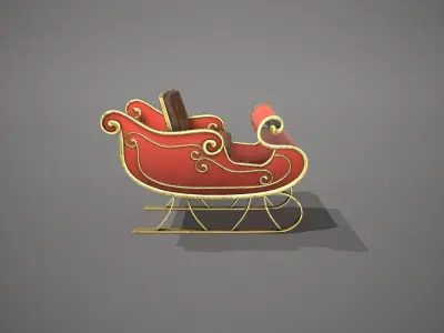 Santas Sleigh Low-poly 3D model buy