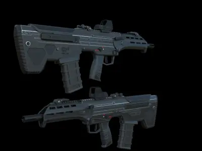 Modular Bullpup Rifle- Standard Variant   Low-poly 3D model
