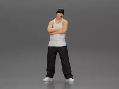 gangster homie arms crossed in hat 3D print model
