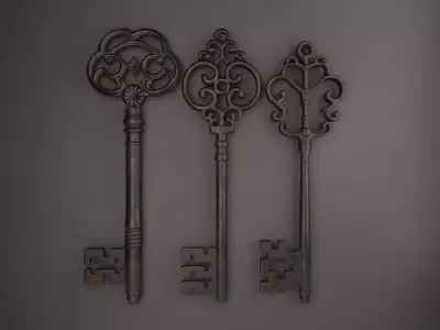 Skeleton keys 3pcs Low-poly 3D model