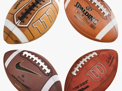 American Football Sports Ball 4k Collection 3D model purchase