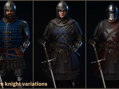 Knight Armor Collection - Metahuman and Customization System Low-poly 3D model