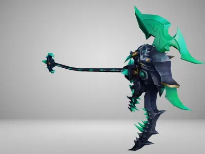 Futuristic Scythe Low-poly 3D model 2