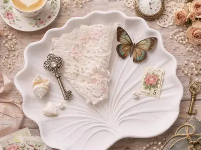 Vintage Shell Dish Flat Lay Background  Product Mockup Scene 3D print model