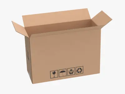 Cardboard Box 50x20x35 Half Open 3D model