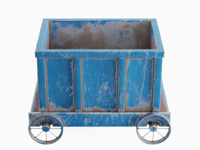 Old Mining Trolley 04 Low-poly 3D model