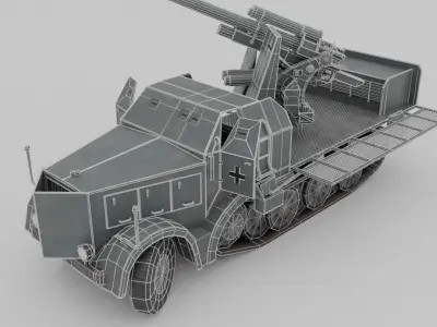 Flak 37 88mm Sfl Low-poly 3D model