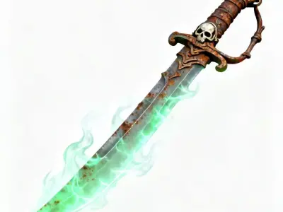 Cursed Spectral Cutlass 3D Model Low-poly 3D model