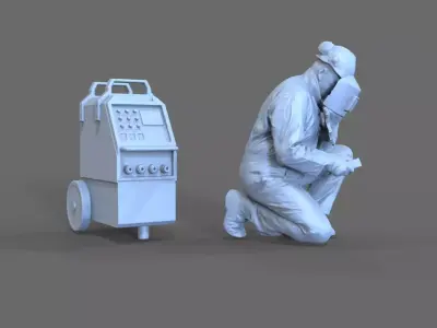 Welder A person kneeling 3D print model
