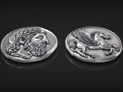 Ancient Greek Coin Pegasus Horse Stater of Panticapaeum 3D print model