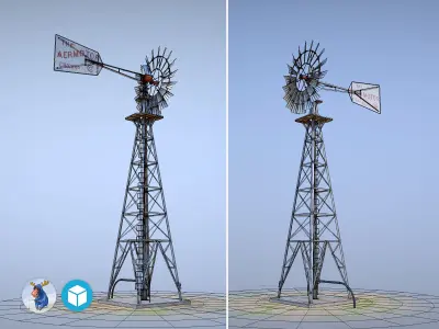 Collection WaterTower WindMill 3D Model Pack