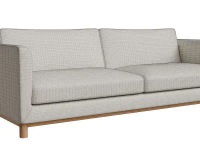 Simple White Fabric Wood Leg Sofa Low-poly 3D model