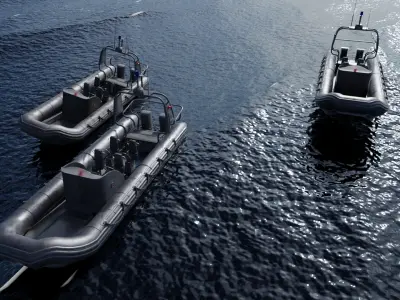 Police Zodiac Boat Low-poly 3D model