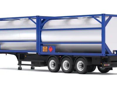 Chassis Semi Trailer with Tank Container 3D model