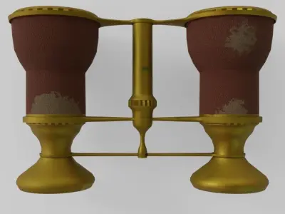 Binoculars vintage Low-poly 3D model