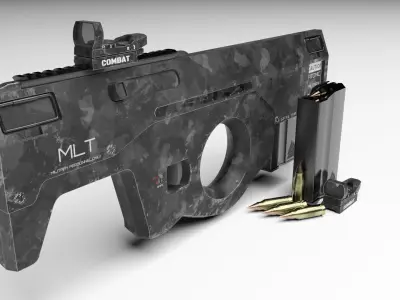 SCIFI Bullpup Low-poly 3D model