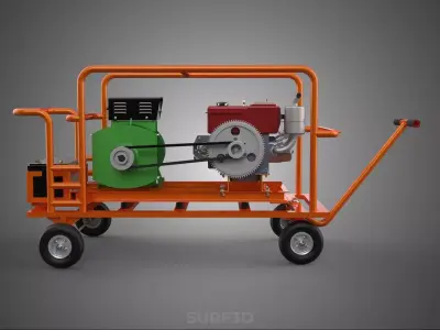 HANDLE WHEELED DOLLY TROLLEY DIESEL POWER GENERATOR SET GENSET 3D model