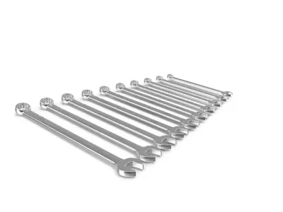 10pc 12-Point Metric Long CombinationWrench Set 10-19mm Low-poly 3D model