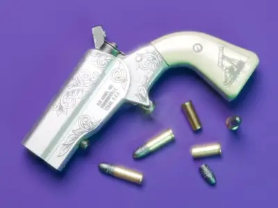 HJS Frontier Four Derringer Engraved Oil Rig Grip Low-poly 3D model