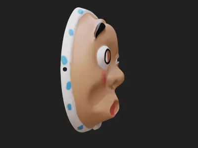 Hyottoko Mask Noh Theatre Mask Japanese Highpoly Midpoly Lowpoly Low-poly 3D model