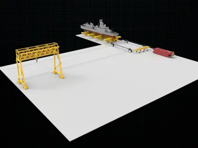 shipyard model ship on dock 3D model