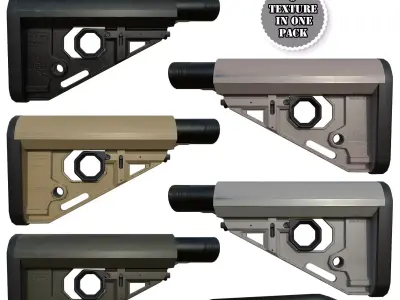 LaRue Tactical RAT Stock PBR Low poly 3D Model Low-poly 3D model