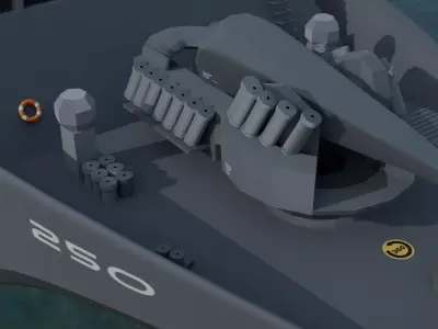 Stealth Warship  Patrol Boat  Military Vessel FBX OBJ BLEND Low-poly 3D model