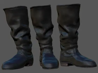 Army Leather Boots Low-poly 3D model