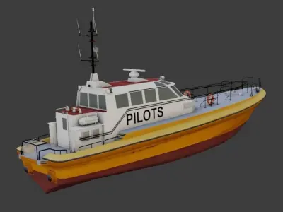 Pilot boat 3d low-poly model Low-poly 3D model