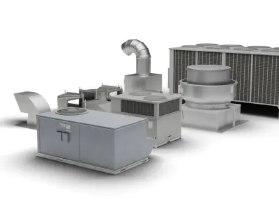 Rooftop HVAC assets Low-poly 3D model