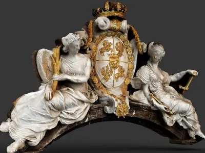 baroque figures palace entrance sculpture photogrammetry Low-poly 3D model