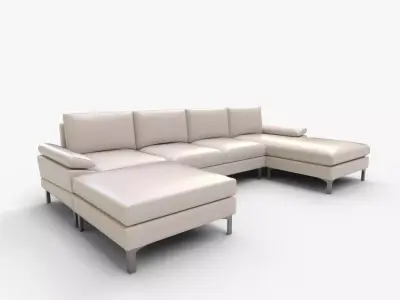 Millisan Wide Symmetrical Sofa Chaise 3D model