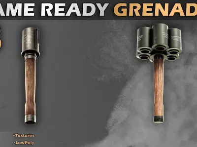 8 GameReady Grenades Vol01 Low-poly 3D model