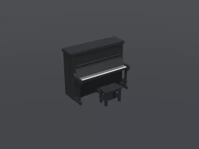 Piano upright lowpoly Low-poly 3D model