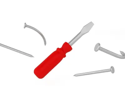 Screwdriver With Nails  3D model