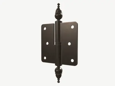 door lift off butt hinge with decorative endings brass coated 3D model