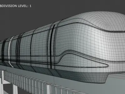 Future monorail train 2023 III 3D model