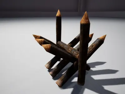 Medieval Wooden Barricade Low-poly 3D model
