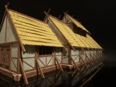 Modular Stylized Medieval Village Kit Low-poly 3D model